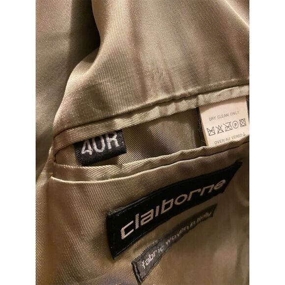 Claiborne Men's Beige Blazer Suit Jacket Size 40 Fabric Woven in Italy - Picture 10 of 10